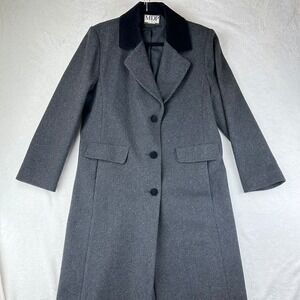 MDP Overcoat Womens Long Coat Mario De Pinto Regular Grey Wool Blend VTG USA